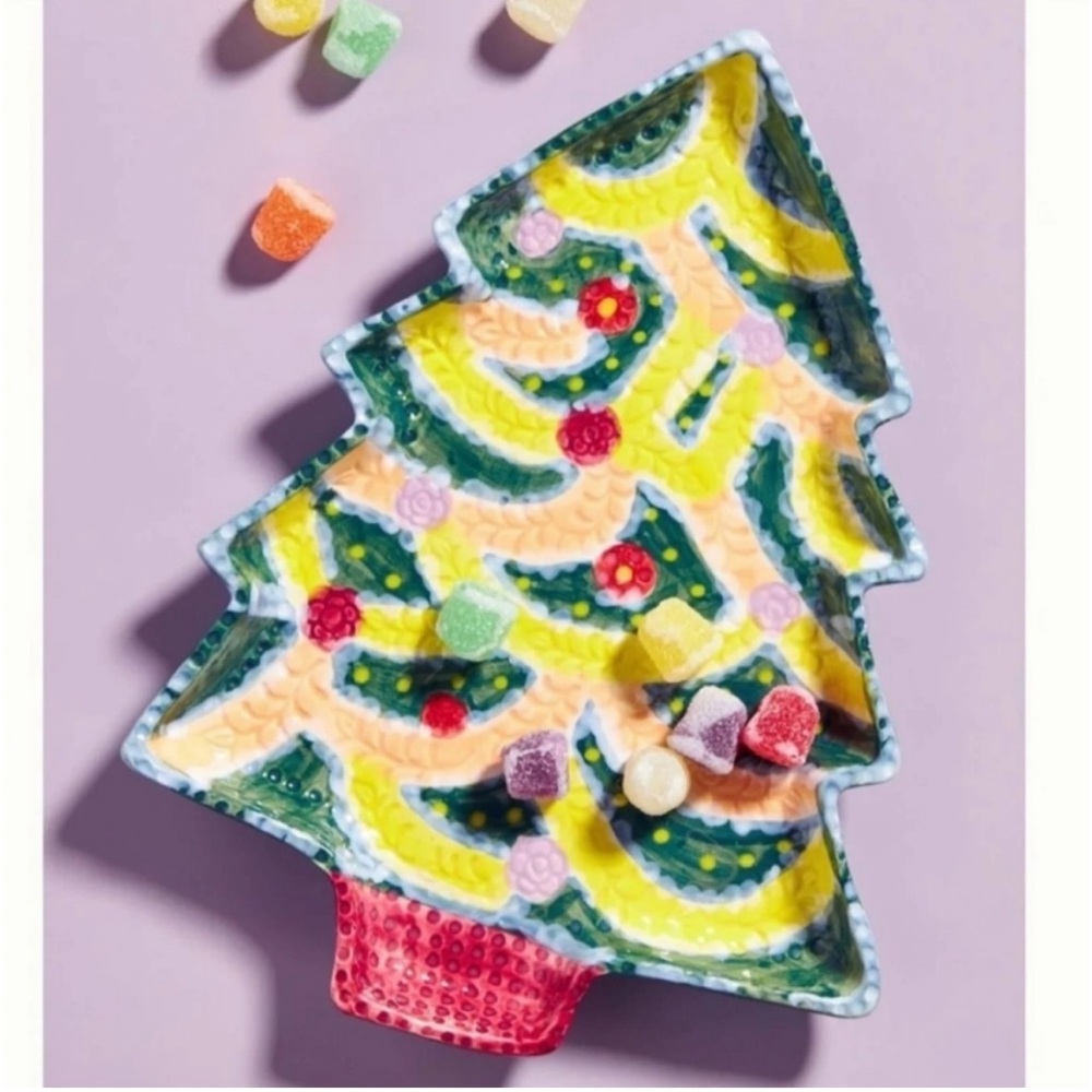 Anthropologie Nathalie Lete Christmas Tree Plate, Anthro Home, French Artist